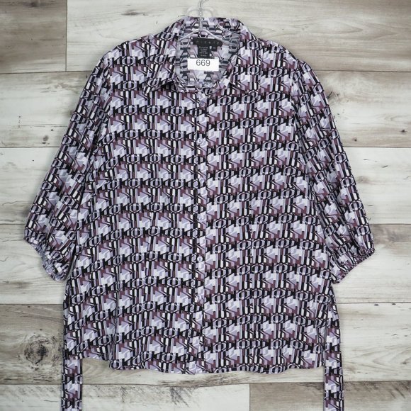 Ninety*‎ Women's Elastic 1/2 Sleeve Button Down Tie Waist Blouse~ Size 1X - Picture 3 of 10